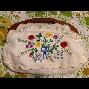 Hand embroidered clutch purse